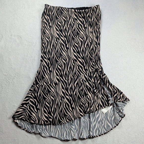 Anthropologie Dresses & Skirts - Maeve Anthropologie Zebra Print Ruffle Midi High Low Skirt Size M